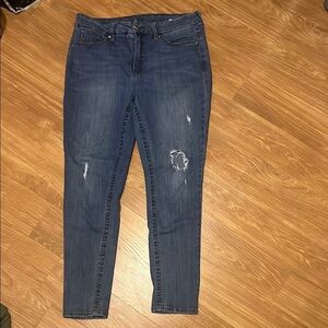 Seven7 Blue Skinny Jeans with Modern Distressing size 16